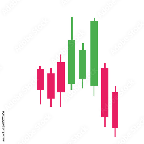 Candlestick patterns on charts depict technical analysis of the stock or currency market