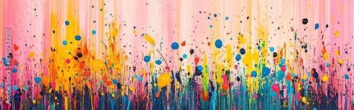 Wallpaper Mural Vibrant abstract art with colorful splashes and streaks on pink background. Torontodigital.ca