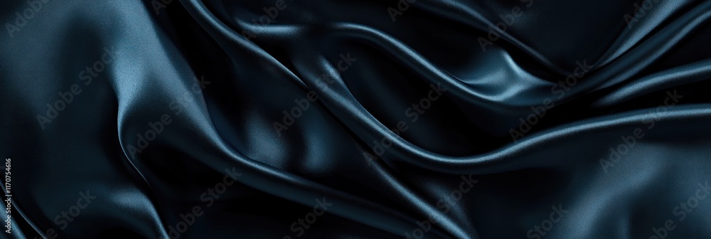 Fototapeta premium Create a luxurious dark blue silk satin background, showcasing the elegant, smooth surface of the fabric