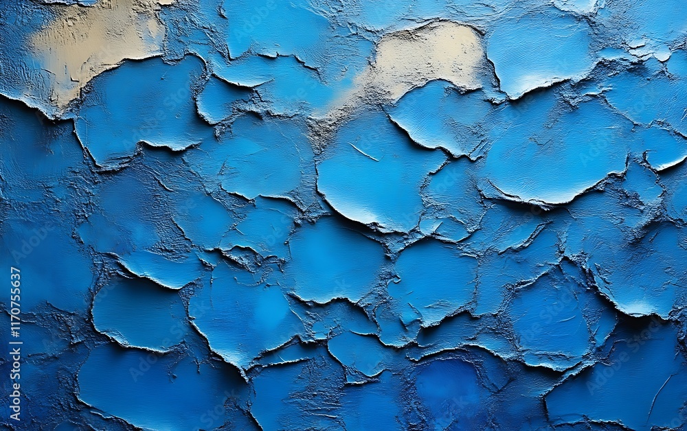 Obraz premium Cracked blue paint texture background.