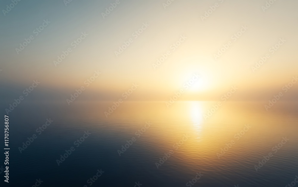 Obraz premium Serene sunrise over calm ocean.