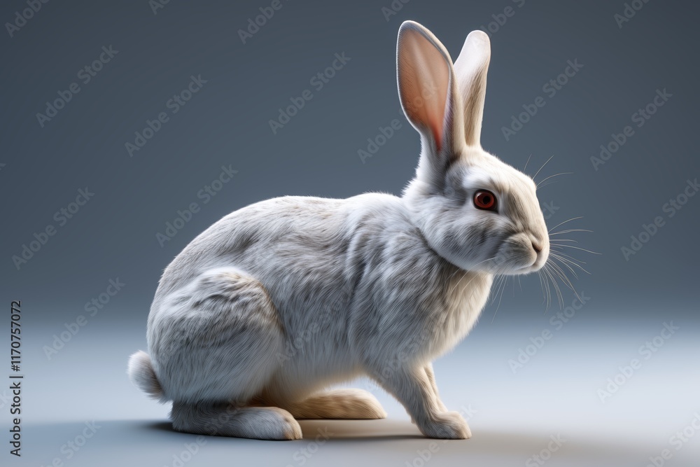 there is a white rabbit with a brown nose and ears