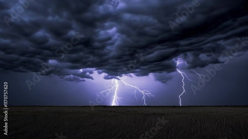 Dramatic Thunderstorm with Striking Lightning Bolts