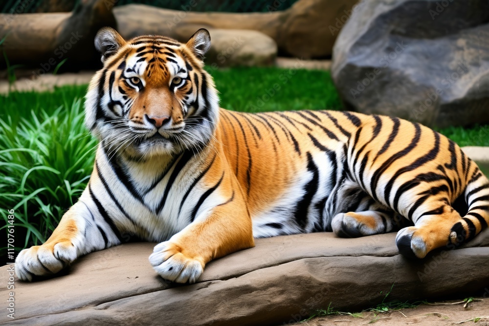 there is a tiger that is laying down on a log there is a tiger that is laying down on a log