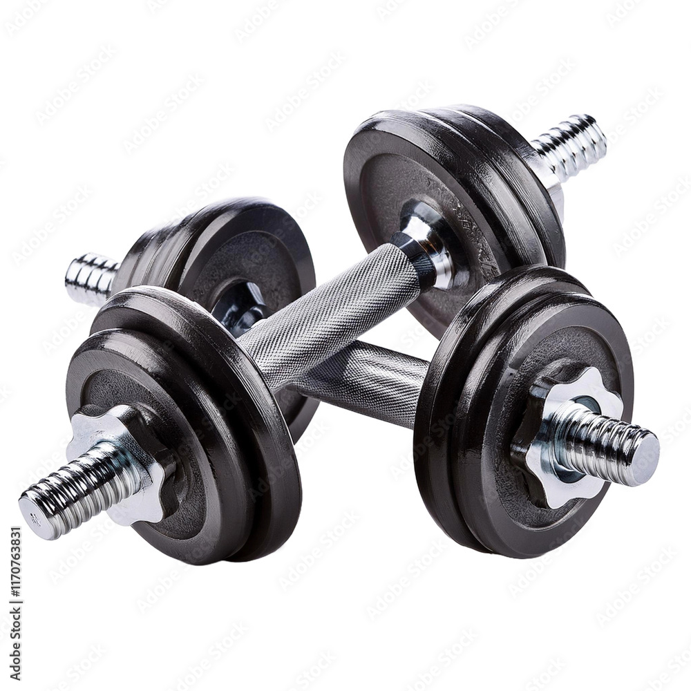 Naklejka premium Dumbbells,for,Strength,Training,Isolated,on,White,Background