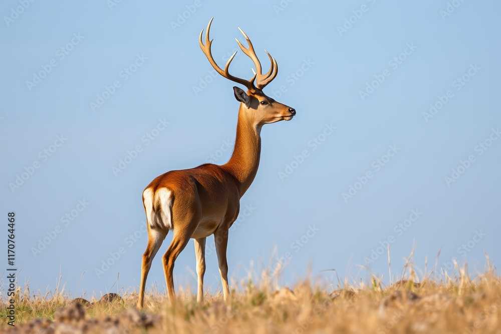 Fototapeta premium there is a deer that is standing in the grass with its antlers