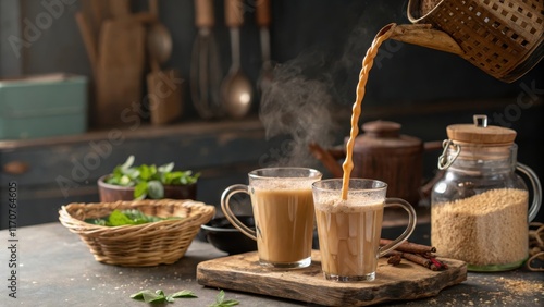 Teh Tarik Pouring in Traditional Setting