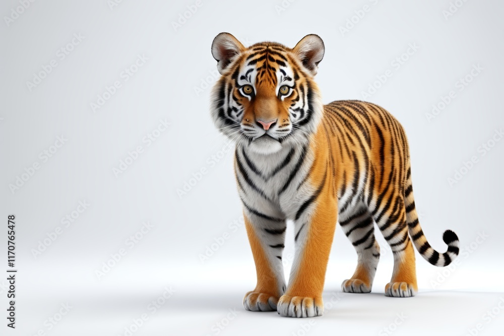 Obraz premium arafed tiger standing on a white surface with a white background