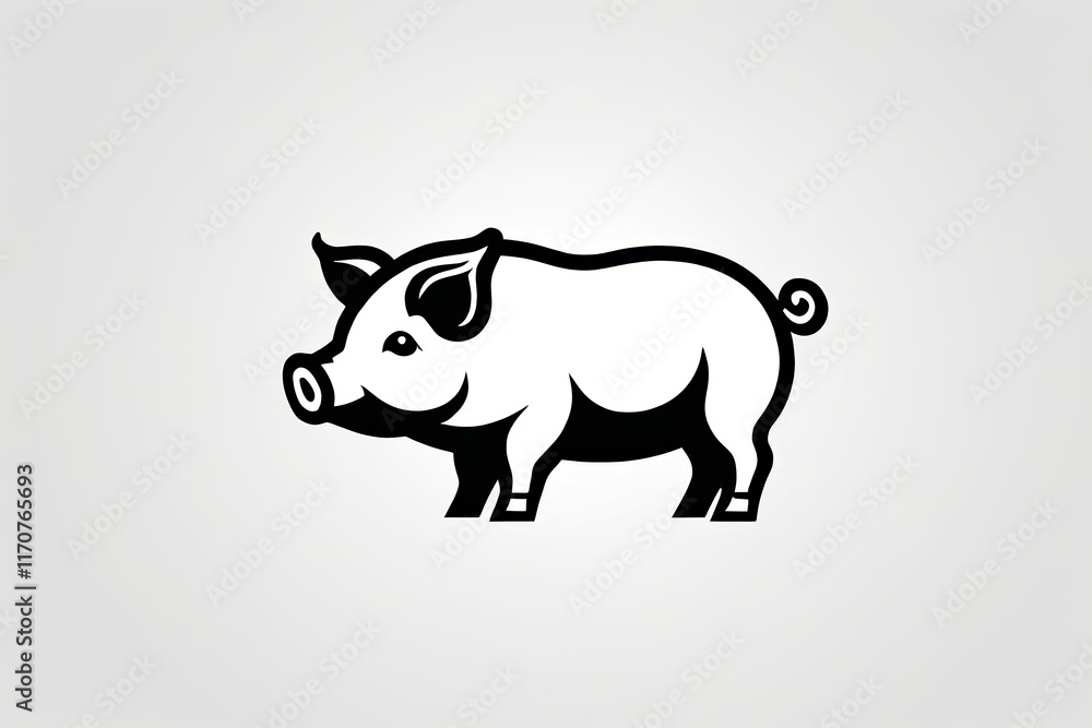 arafed pig standing on a white surface with a black outline arafed pig standing on a white surface with a black outline