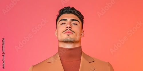 Confident Gaze: A young man...