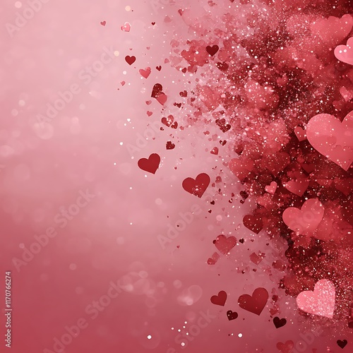love hearts with sparkling effects for Valentine's Day on pink background
