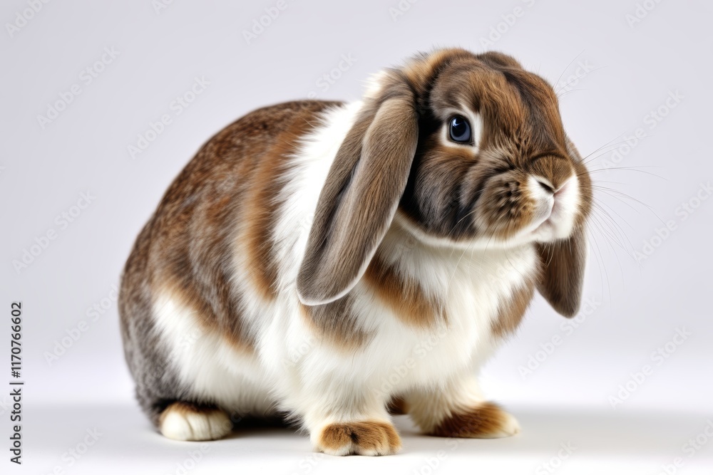 there is a brown and white rabbit sitting on a white surface there is a brown and white rabbit sitting on a white surface