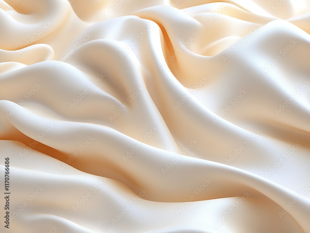 Obraz premium Draped creamy silk fabric with soft folds and gentle curves.