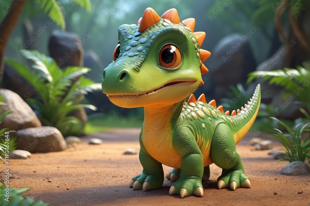 Obraz premium there is a small toy dinosaur that is standing in the dirt