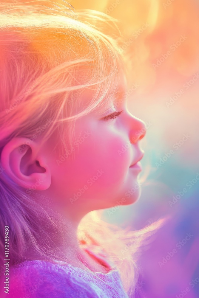Dreamy Portrait of a Young Child in Soft Pastel Light Dreamy Portrait of a Young Child in Soft Pastel Light