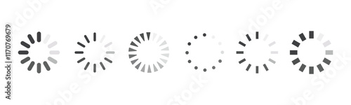 Loading icon set. Load sign on white background. Download, Upload. Vector