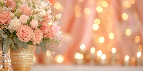 Romantic Peach and Gold Wed...
