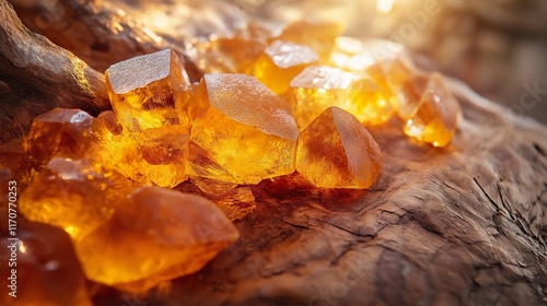 Wallpaper Mural composition of rich amber resin, cracked bark, and glowing golden hues Torontodigital.ca