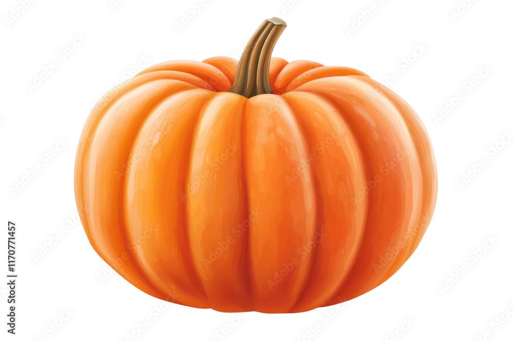 Fototapeta premium A vibrant, round orange pumpkin with deep grooves and a sturdy stem.