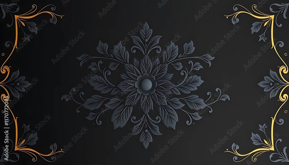 Obraz premium Elegant Dark Floral Design With Gold Accents