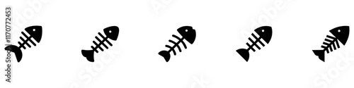 Fish bone icon. Fishbone skeleton icon. fish skeleton icon. Fish bone symbol. Vector Illustration. EPS 10