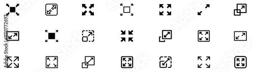 Fullscreen icon. Maximize icon symbol , Video Expand Reduce icons Button , Fullscreen Sign. Expand icon. scalable big size window sign. maximize or extend image icon. Vector Illustration. EPS 10