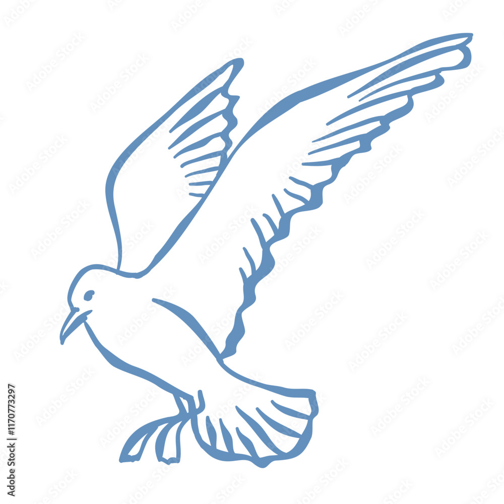 Obraz premium Line Art Illustration of Seagull. Vector Graphic.
