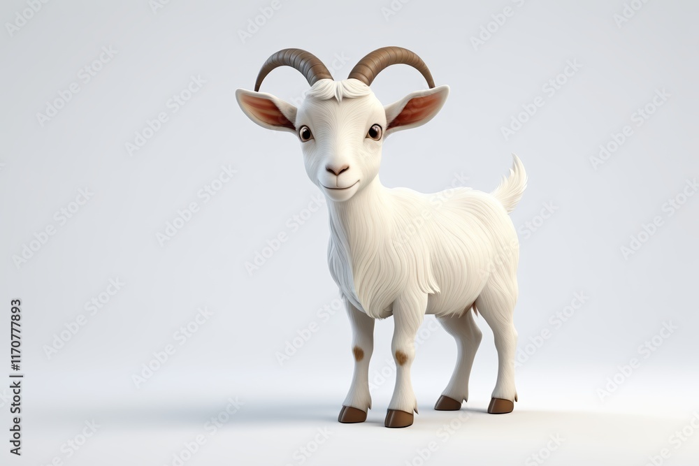 Fototapeta premium there is a small white sheep standing on a blue surface