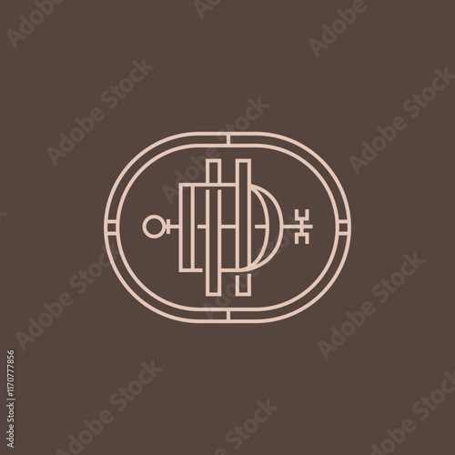 Monogram DH with Key. Letter 