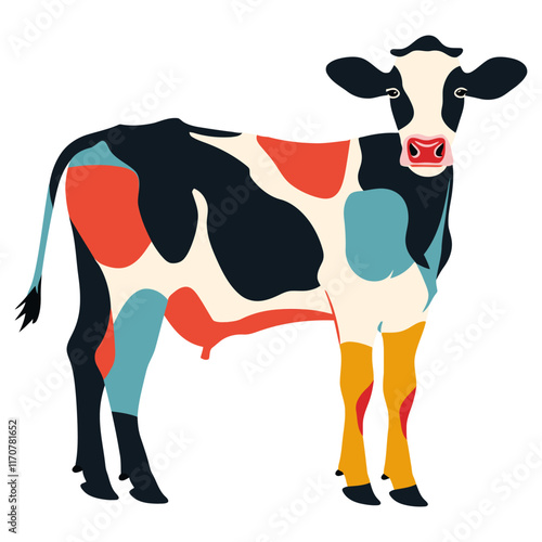 Stylized Cow Design in Minimalist Flat Vector Illustration