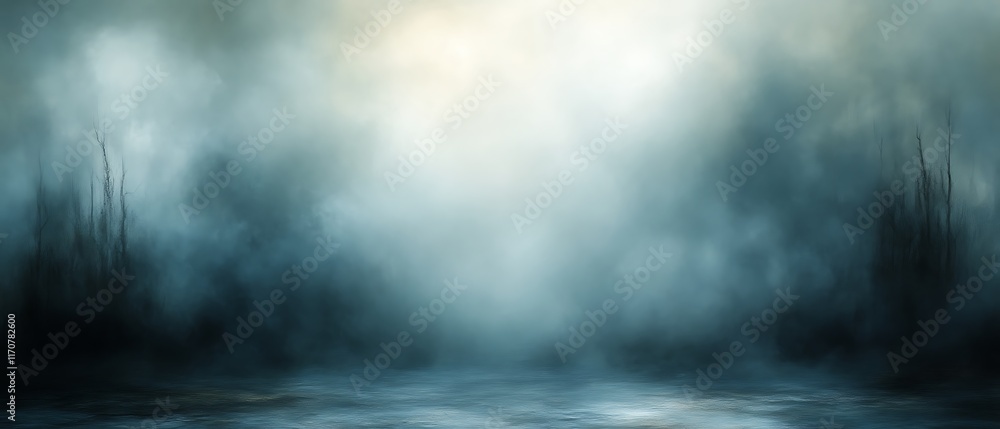 Obraz premium Dark misty forest scene.