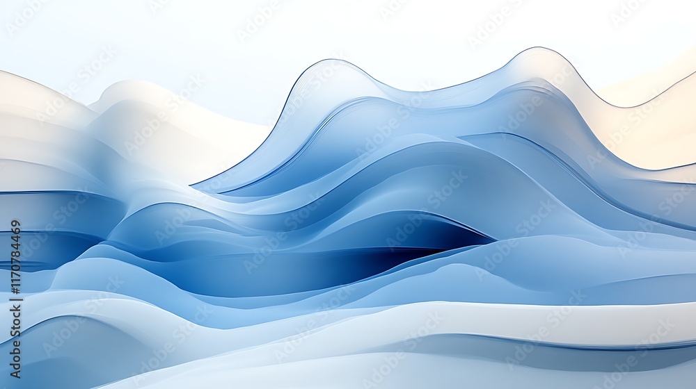 Fototapeta premium Abstract blue and white wave background.