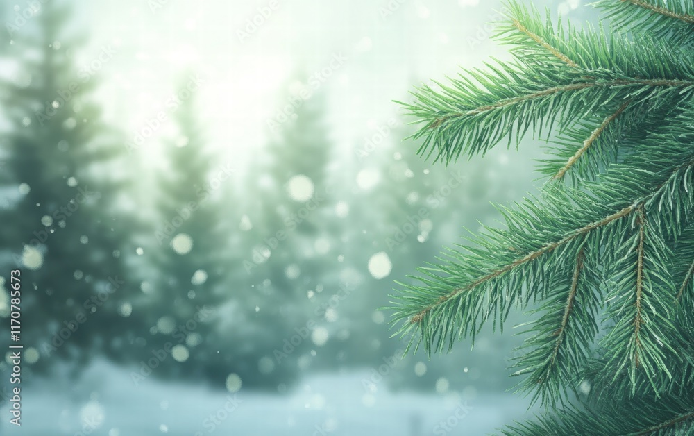 Frosty Pine Branch Against a Blurred Winter Wonderland Background Christmas and Winter Holiday Design Element Frosty Pine Branch Against a Blurred Winter Wonderland Background Christmas and Winter Holiday Design Element