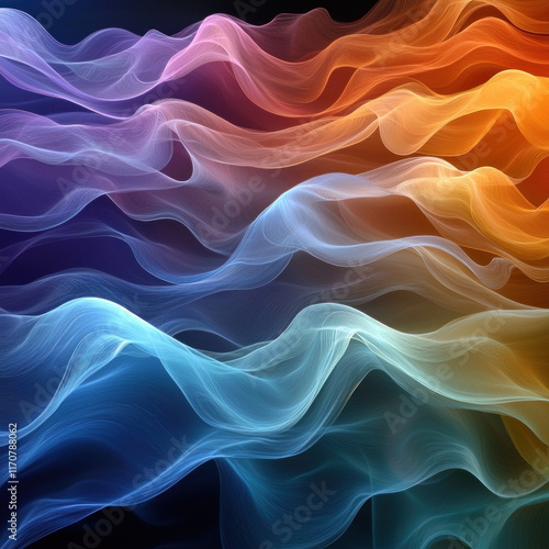 Wallpaper Mural Colorful abstract wave pattern on black background. Torontodigital.ca