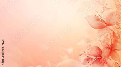 Delicate Coral Lilies Floral Abstract Background Design