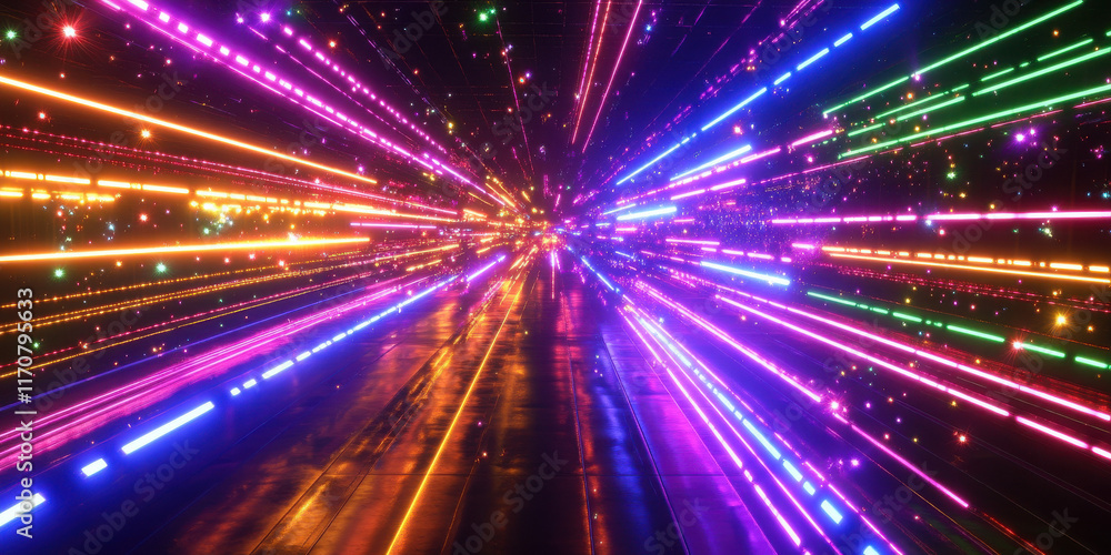 Fototapeta premium Vibrant light streaks on a dark background