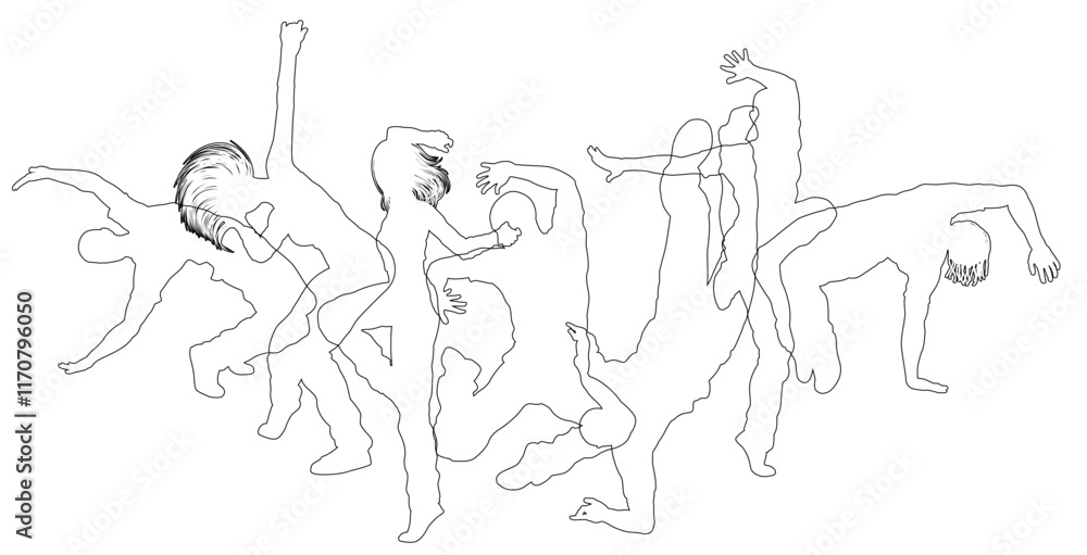 Fototapeta premium Street dancers dancing silhouette hip hop dance silhouettes poses set