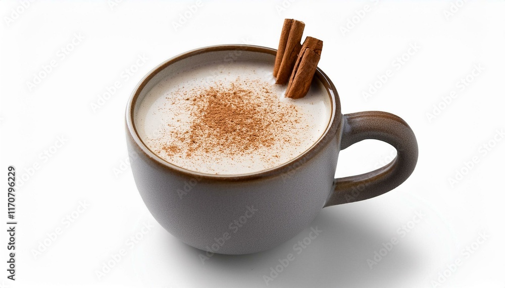 Fototapeta premium Creamy Spiced Eggnog in a Rustic Mug: A Cozy Winter Beverage