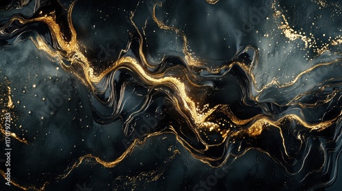 Wallpaper Mural Abstract Luxury Black and Gold Marble Texture Swirling Liquid Art Background for Design Torontodigital.ca