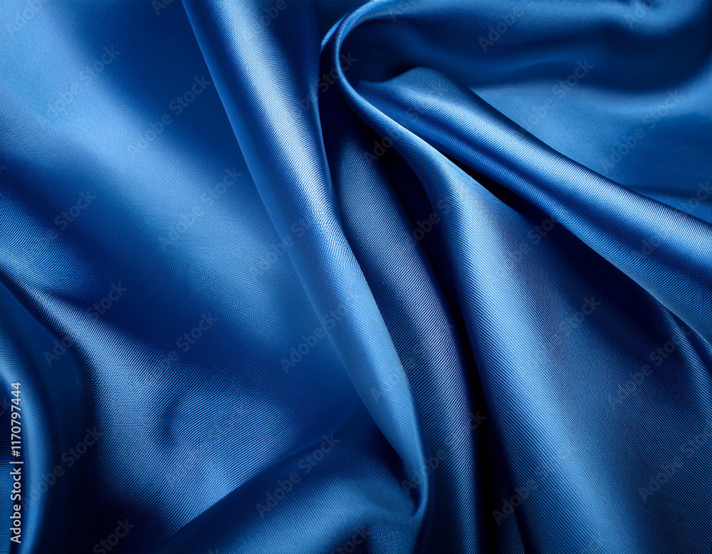 Fototapeta premium Abstract blue Satin Silky Cloth for background, 