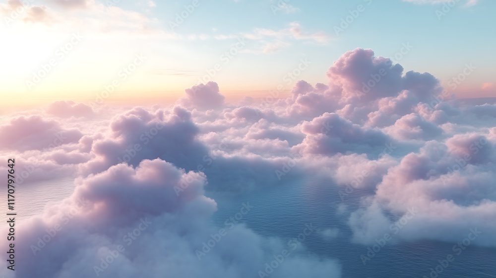 Soft pink clouds above ocean at sunset. Soft pink clouds above ocean at sunset.