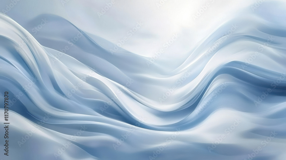 An abstract digital painting in a February theme, gentle cool blues and frosted whites blending into shimmering silvers, dynamic sweeping strokes with a sense of winter's elegance and purity An abstract digital painting in a February theme, gentle cool blues and frosted whites blending into shimmering silvers, dynamic sweeping strokes with a sense of winter's elegance and purity