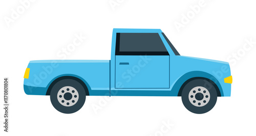 Pick up car illustration. Blue car. Off road. Pick up truck. Automobile.