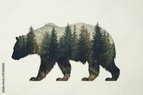 forest silhouette in the shape of a wild animal wildlife and forest conservation concept 