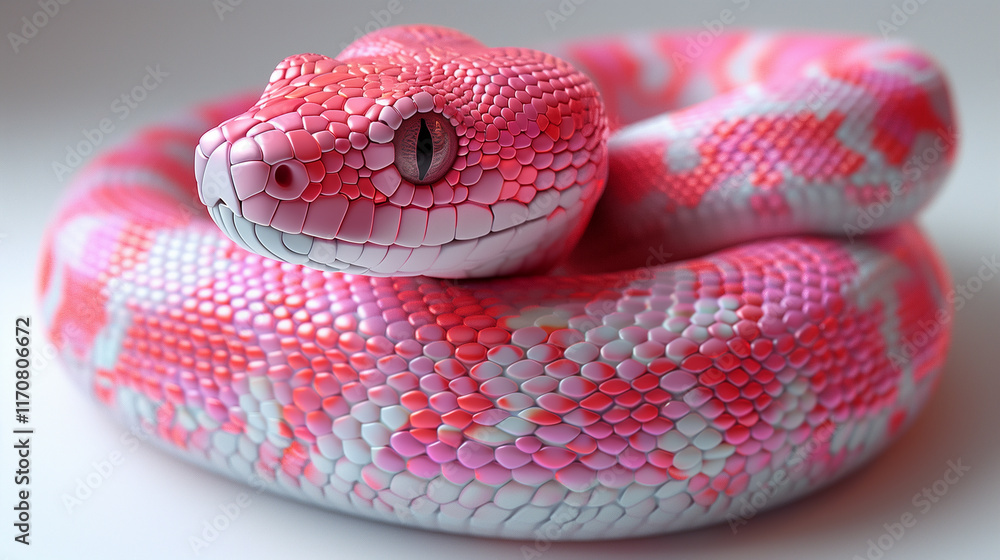 Fototapeta premium pink snake, symbolizing the Year of the Snake in the Chinese zodiac. A stunning futuristic artwork perfect for digital, astrology, and cyber themes.