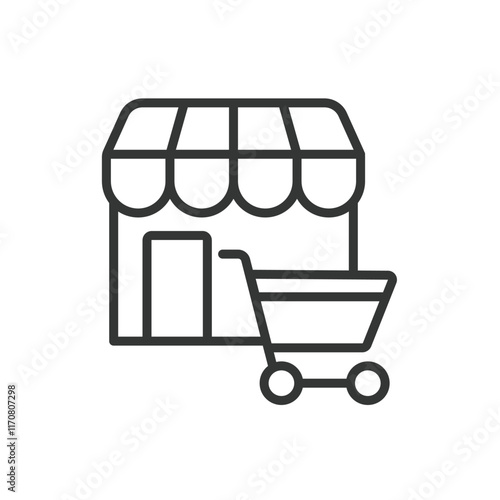 Retailer, icon in line design. Retail, shopping, store, commerce, marketplace, sales, retail business on white background vector. Retailer editable stroke icon