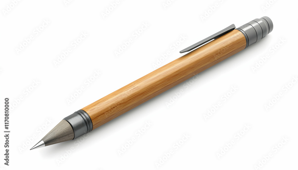 Elegant bamboo mechanical pencil isolated on white background. Perfect for stationery, writing, and design projects. Elegant bamboo mechanical pencil isolated on white background. Perfect for stationery, writing, and design projects.