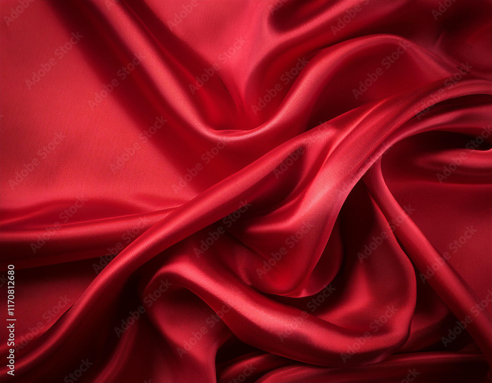 Fototapeta premium Abstract red Satin Silky Cloth for background, 