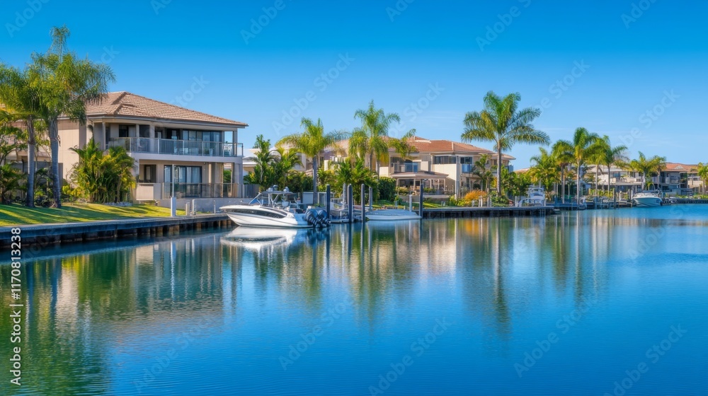 Fototapeta premium Luxurious Waterfront Homes with Stunning Water Views
