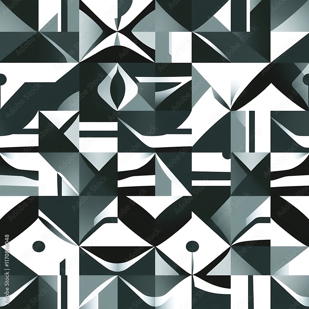 Abstract Geometric Pattern: A captivating black and white geometric pattern with a touch of grey, creating a modern and stylish backdrop. Abstract Geometric Pattern: A captivating black and white geometric pattern with a touch of grey, creating a modern and stylish backdrop.